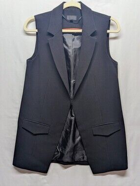 491-Top Shop Black Sleeveless Long Blazer Vest